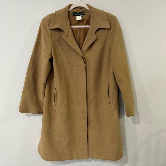 Vintage Harve Bernard Wool Peacoat Tan Button Down Women’s Size Medium - Picture 1 of 6